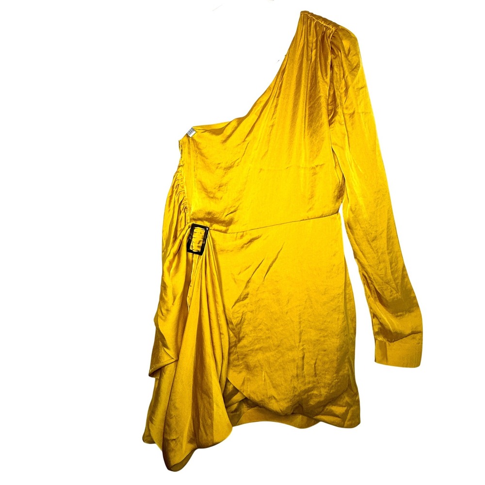 Lovers and Friends Ana One Shoulder Mini Dress Yellow Satin NWT Size M $208
